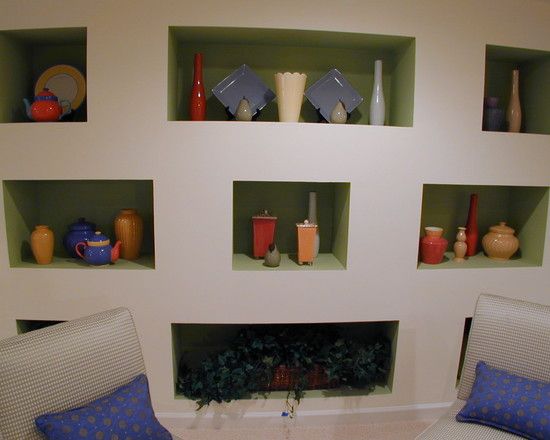 Shelves built into the wall Small room design, Contemporary family