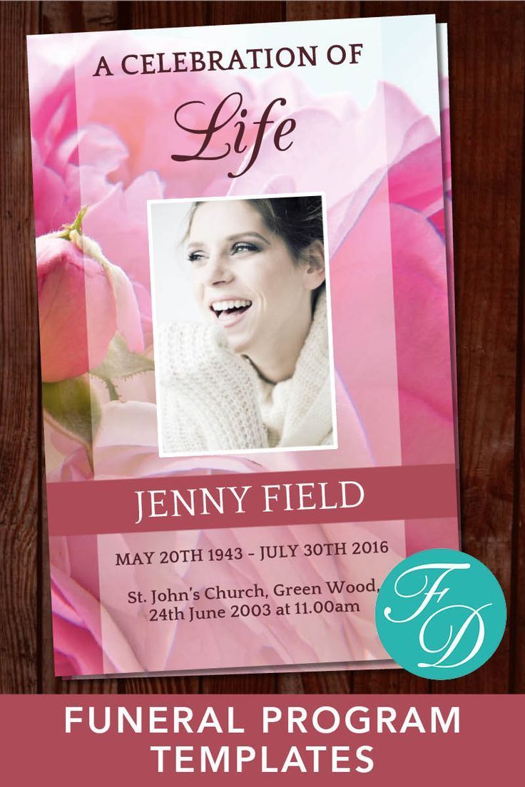 Funeral Program Template Pink Celebration of Life Funeral Program Word ...