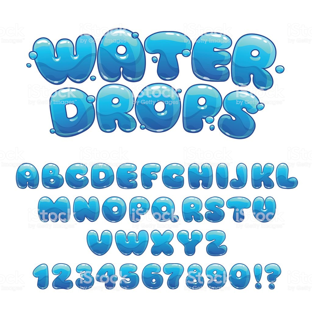 Cartoon water drops font - Royalty-free Water stock vector Cool ...