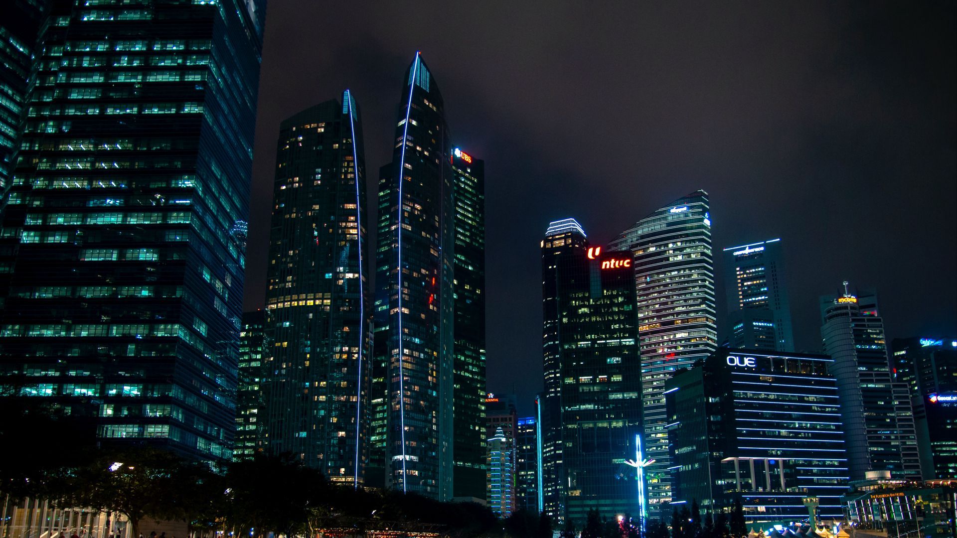 Wallpaper buildings skyscrapers architecture lights night city ...