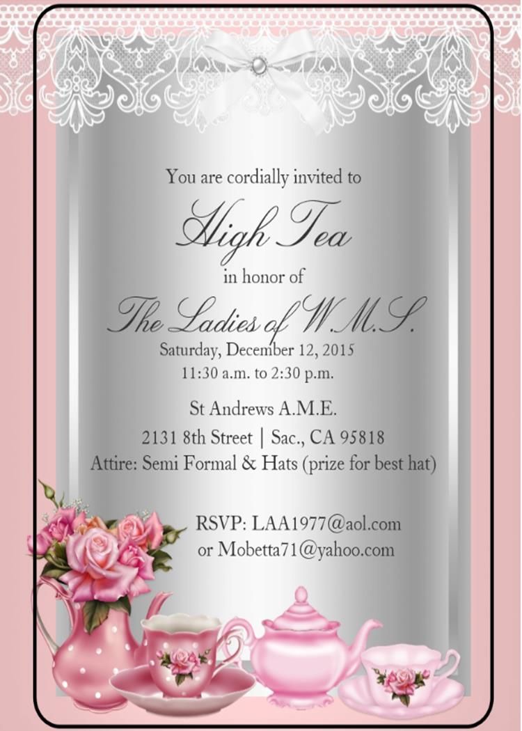 High Tea Invitation … | High tea invitations, Tea party invitations ...