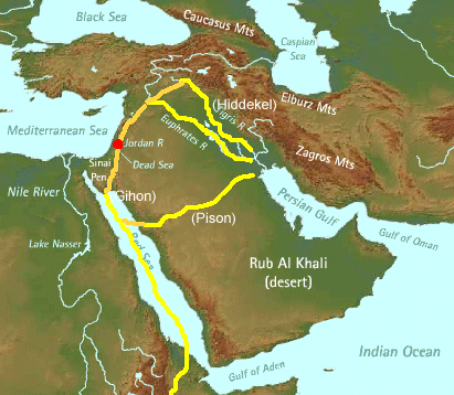 Resultado de imagen de mapa de los 4 rios que rodeaban el eden | Garden ...