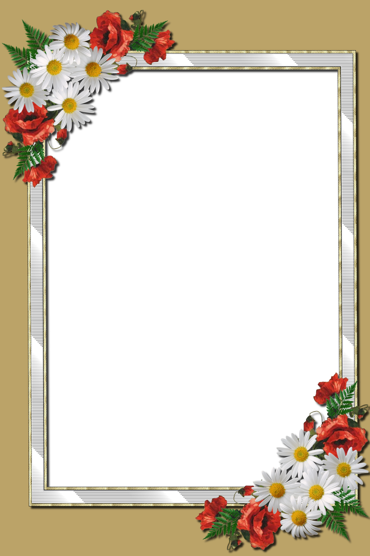 Floral Photo Art Frame with Daisies and Red Roses image.