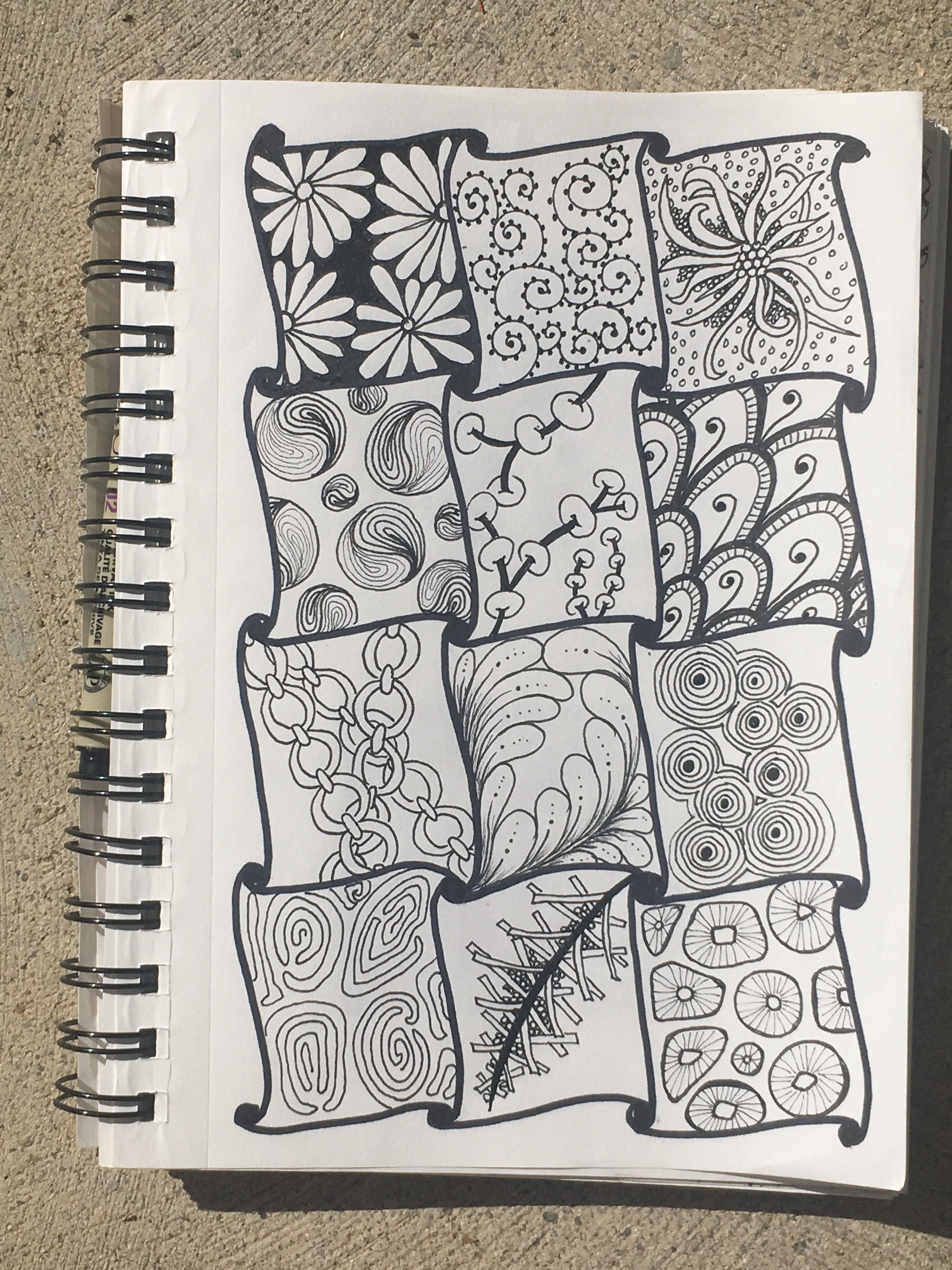 Zentangle, doodle, twelve patterns | Zentangle patterns, Zentangle ...