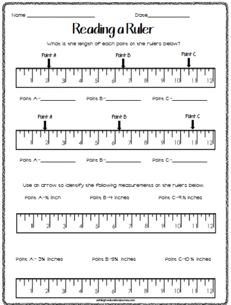 Fraction Ruler Worksheets