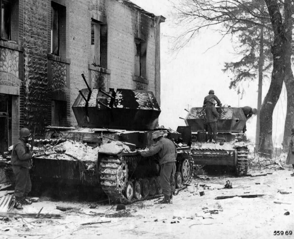 Two destroyed 'Wirbelwind' during the Battle of the Bulge. 122 of them ...