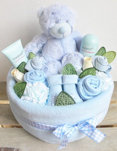 Baby Boy Nappy Cake Bouquet Arrangement | Baby shower crafts, Diy baby ...