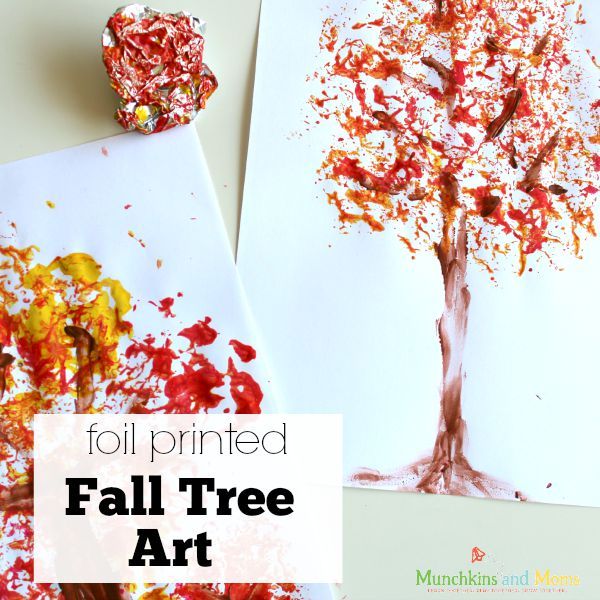 Foil Printed Fall Tree Art | Painting for kids, Preschool art projects ...