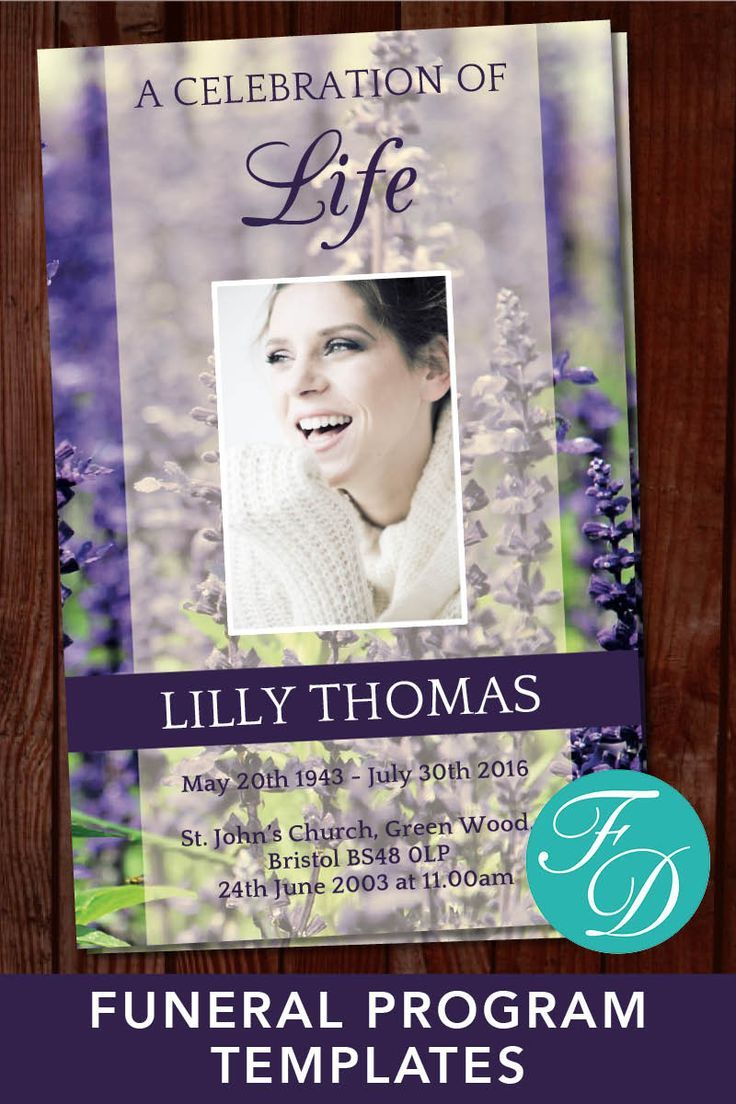 Lavender Funeral Program Template Lavender Celebration of | Etsy ...