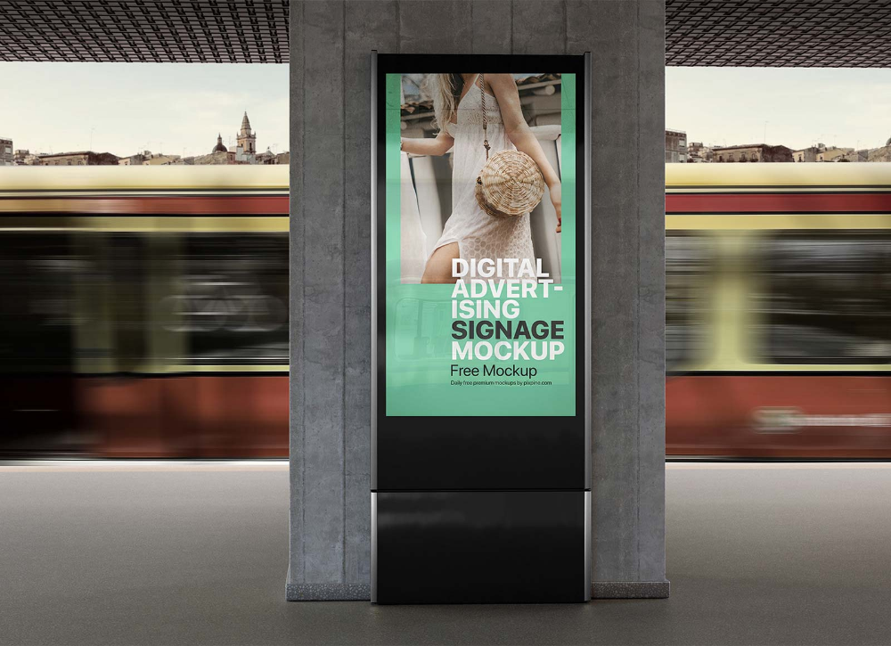 Free Digital Advertising Poster Mockup at Subway