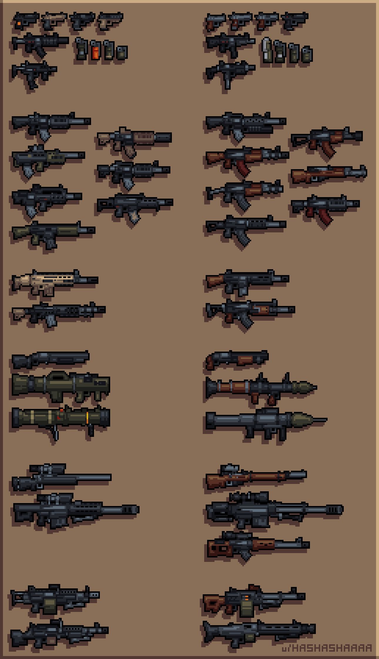 ArtStation Various weapon sets I ve created Skylar S Pixel art