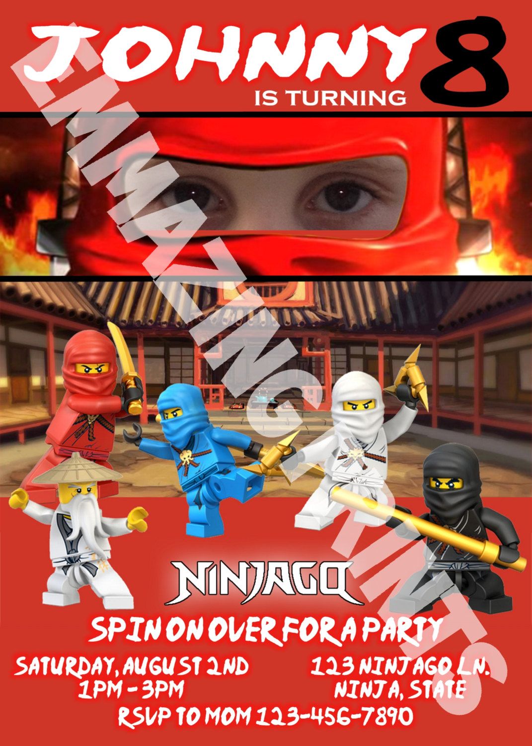 Ninjago Birthday Invitation - Photo & Customized. $10.00, via Etsy ...