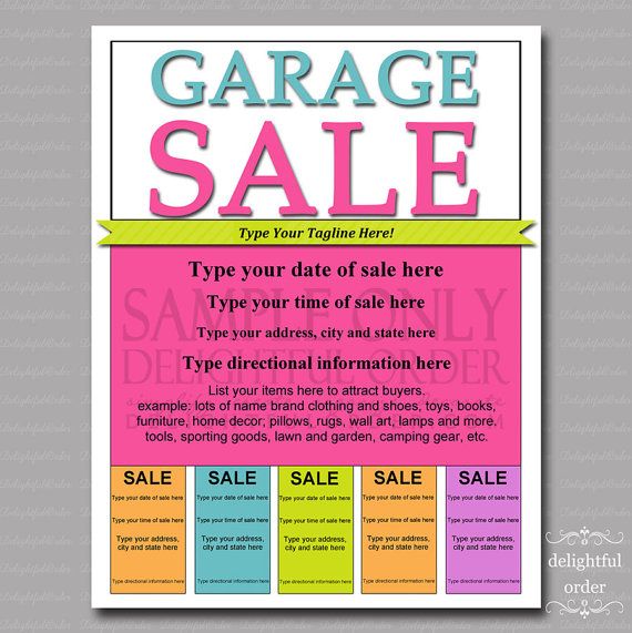 Editable And Printable Garage Sale Flyer 1 Pdf File Instant Digital Download Sale Flyer Garage Sales Garage Sale Pricing [ 571 x 570 Pixel ]