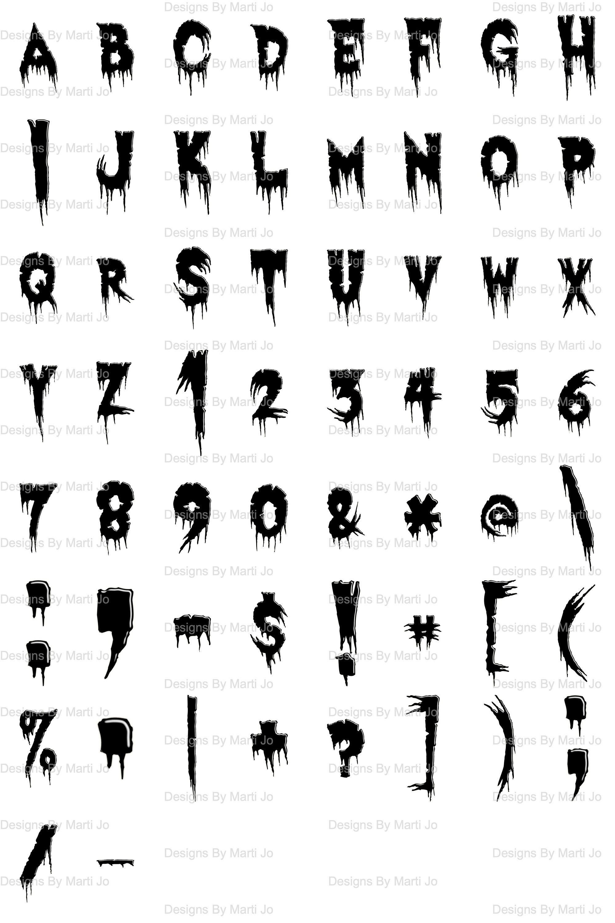 Scary Black Dripping Letters | Printable Halloween Letters | Digital ...