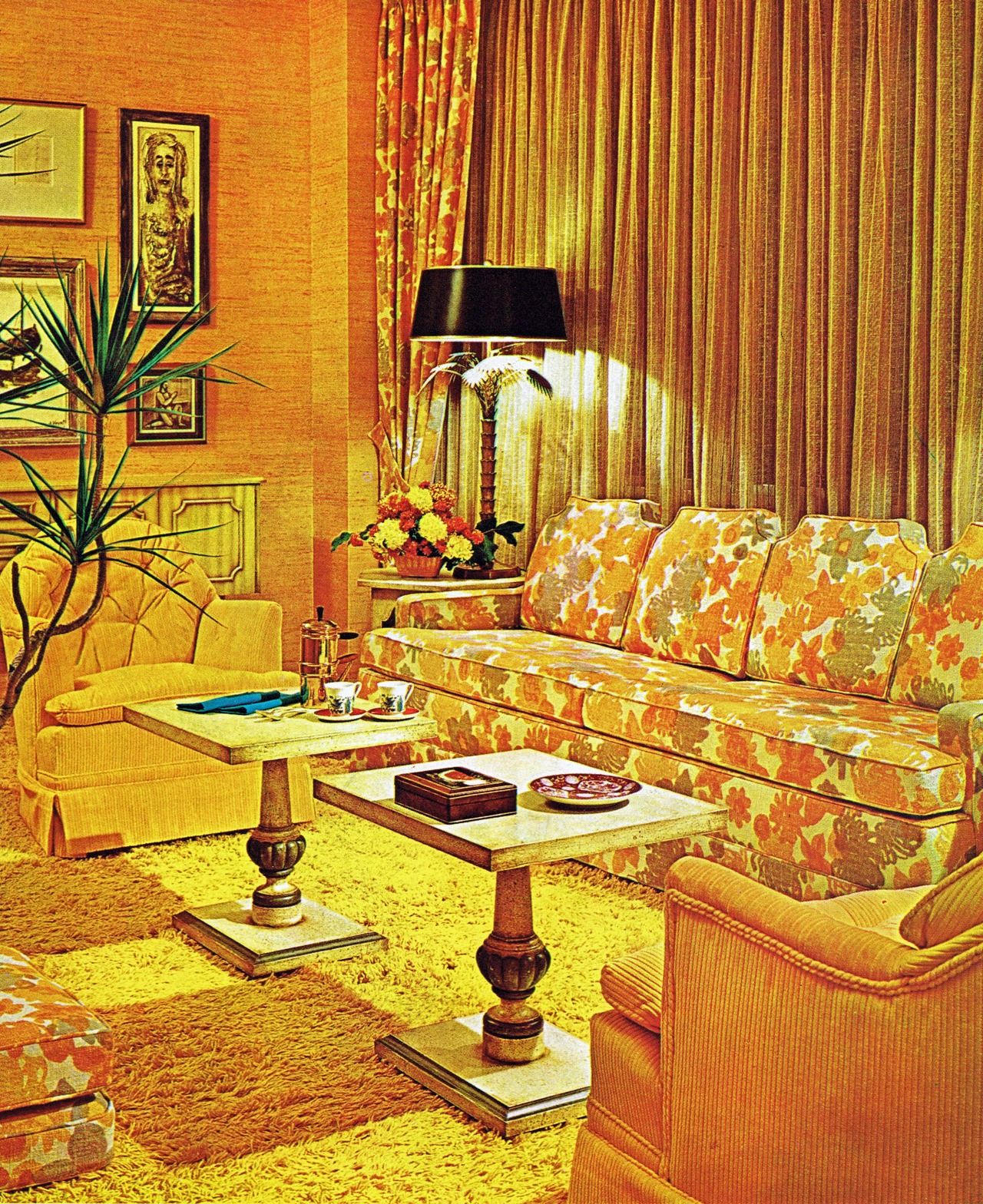 "Sunny" Living Room, 1971 1970s home decor, 70s home