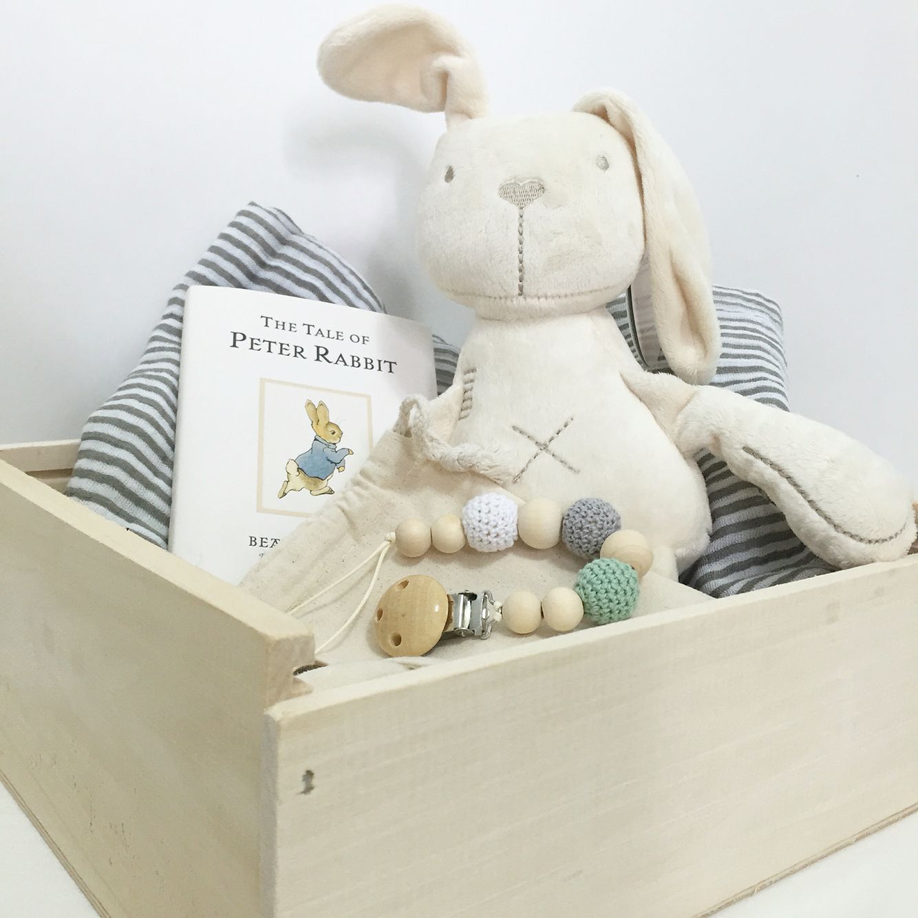 Sweet baby boy gift box with muslin swaddle, plush teddy, Peter rabbit ...