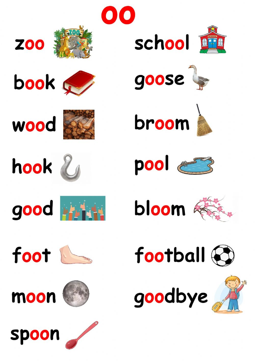 Oo Words Learning English For Kids, English Worksheets For Kids ...