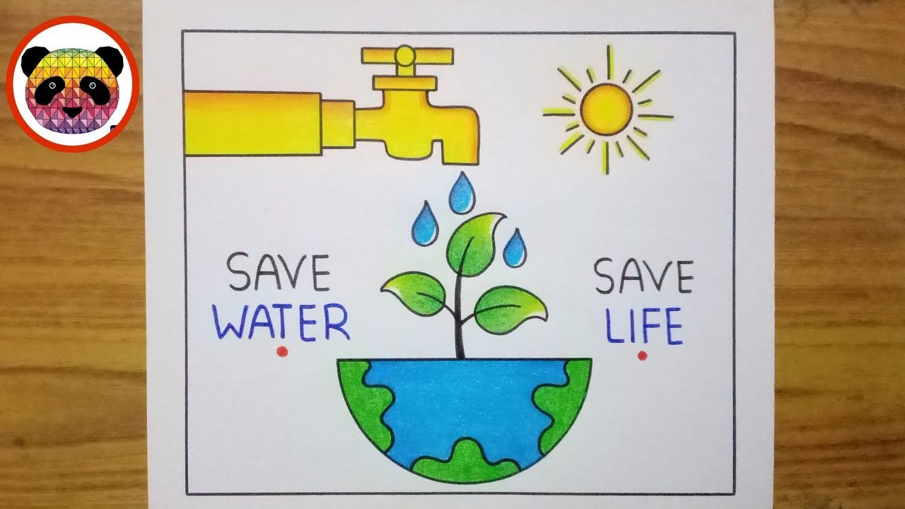 World Water Day Poster Drawing / Save Water Save Life Drawing / Save ...