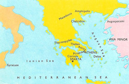 Athens And Sparta On A Map