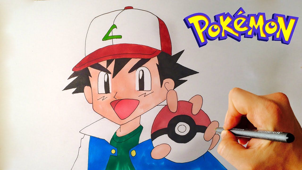 How to draw Ash Ketchum from Pokemon drawing lesson: How To Draw Ash ...