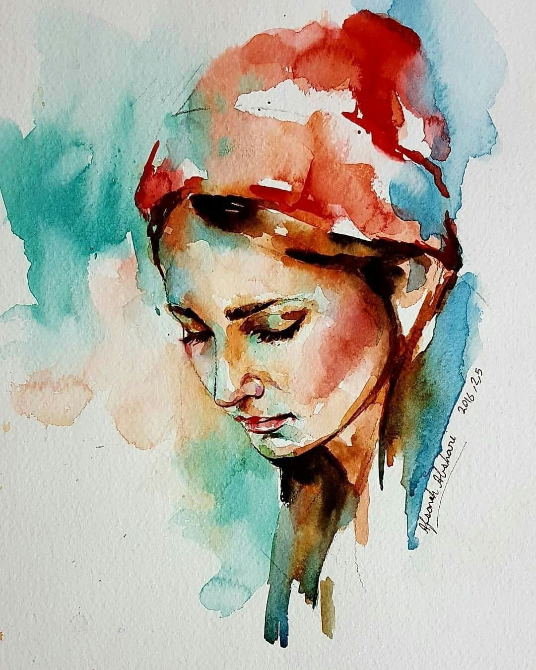 Watercolor Face, Watercolor Portrait Painting, Abstract Portrait ...