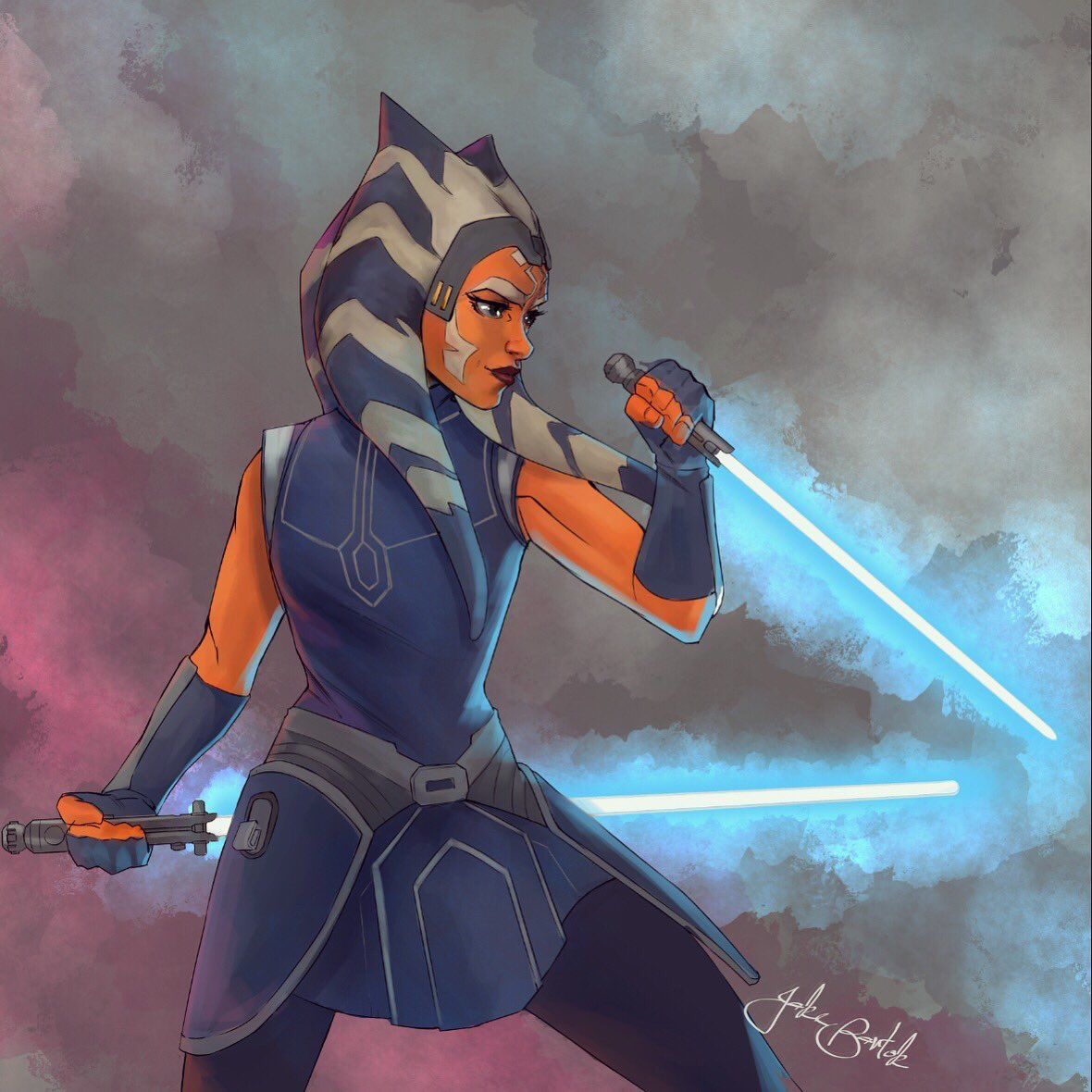 Ahsoka Tano Blue Lightsaber Wallpaper