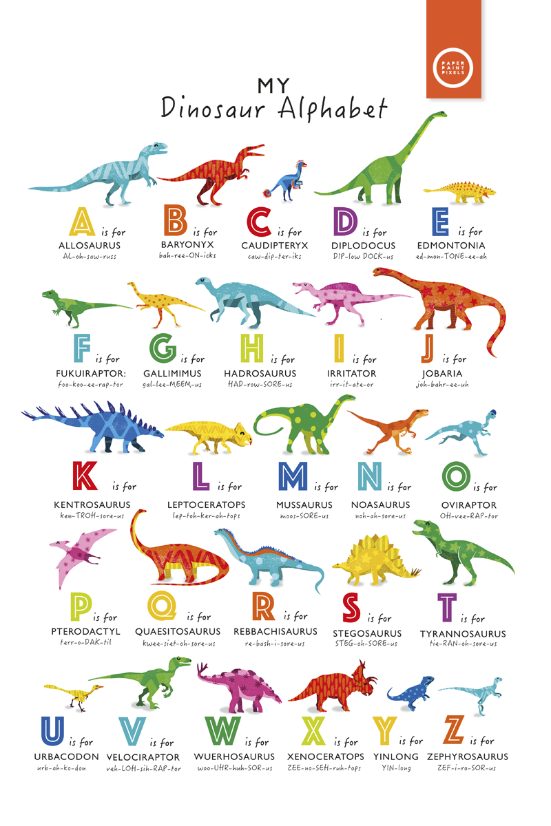 Free Printable Dinosaur Alphabet Poster - Printable Word Searches