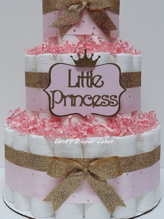 Pink And Golld Little Princess Diaper Cake Baby Shower Centerpiece ...