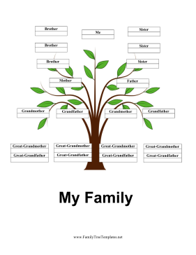 4 Generation Family Tree with Siblings Template