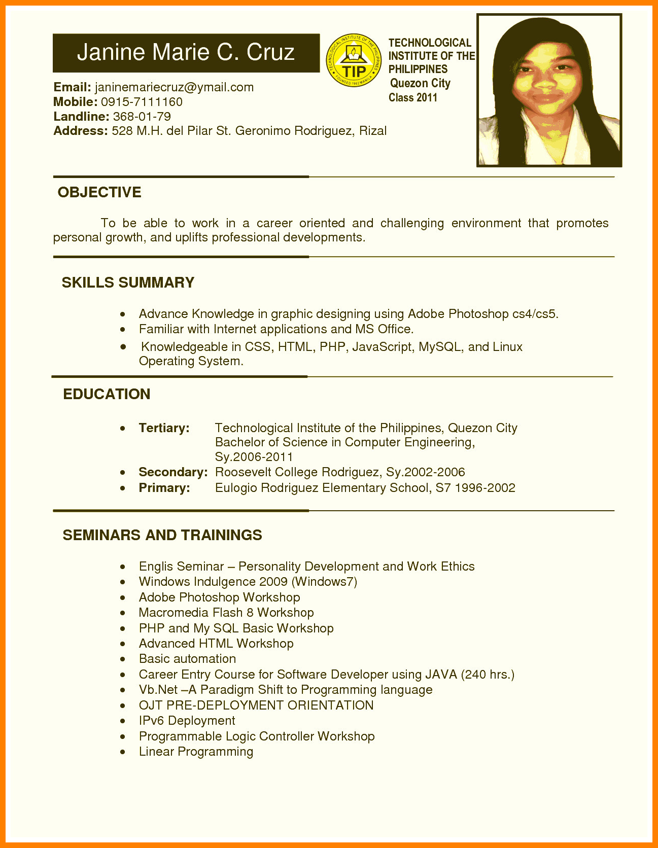 Cv Format For Job, Resume Format Examples, Simple Resume Format, Job ...