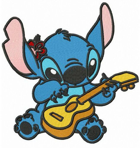 Stitch playing guitar embroidery design | Embroidery projects ...