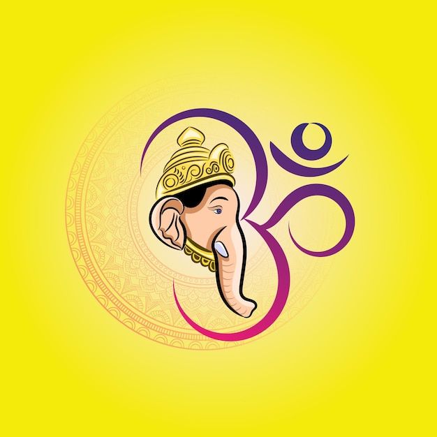 Lord ganesha illustration with shree ganeshaya namah hindi calligraphy ...