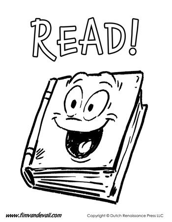 A printable reading coloring page of a cartoon character book ...