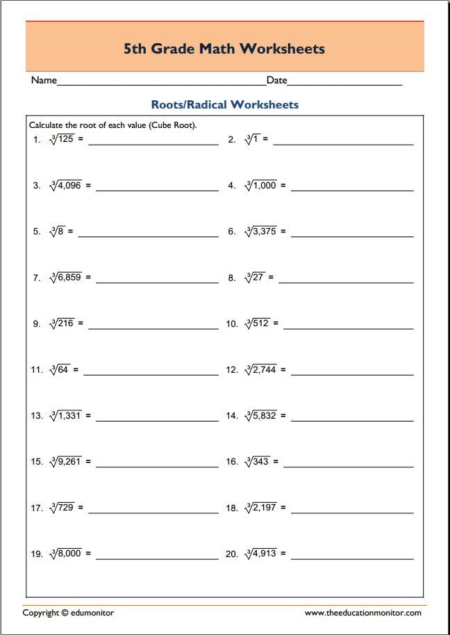 Grade 5 Printable Math Worksheets - EduMonitor | Free math worksheets ...