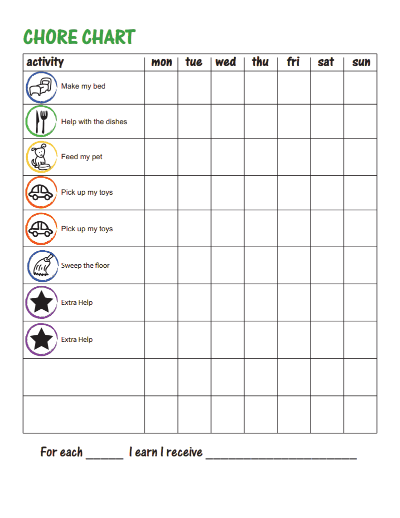 chart-chores-blank.pdf | Chore chart, Chores, Chart