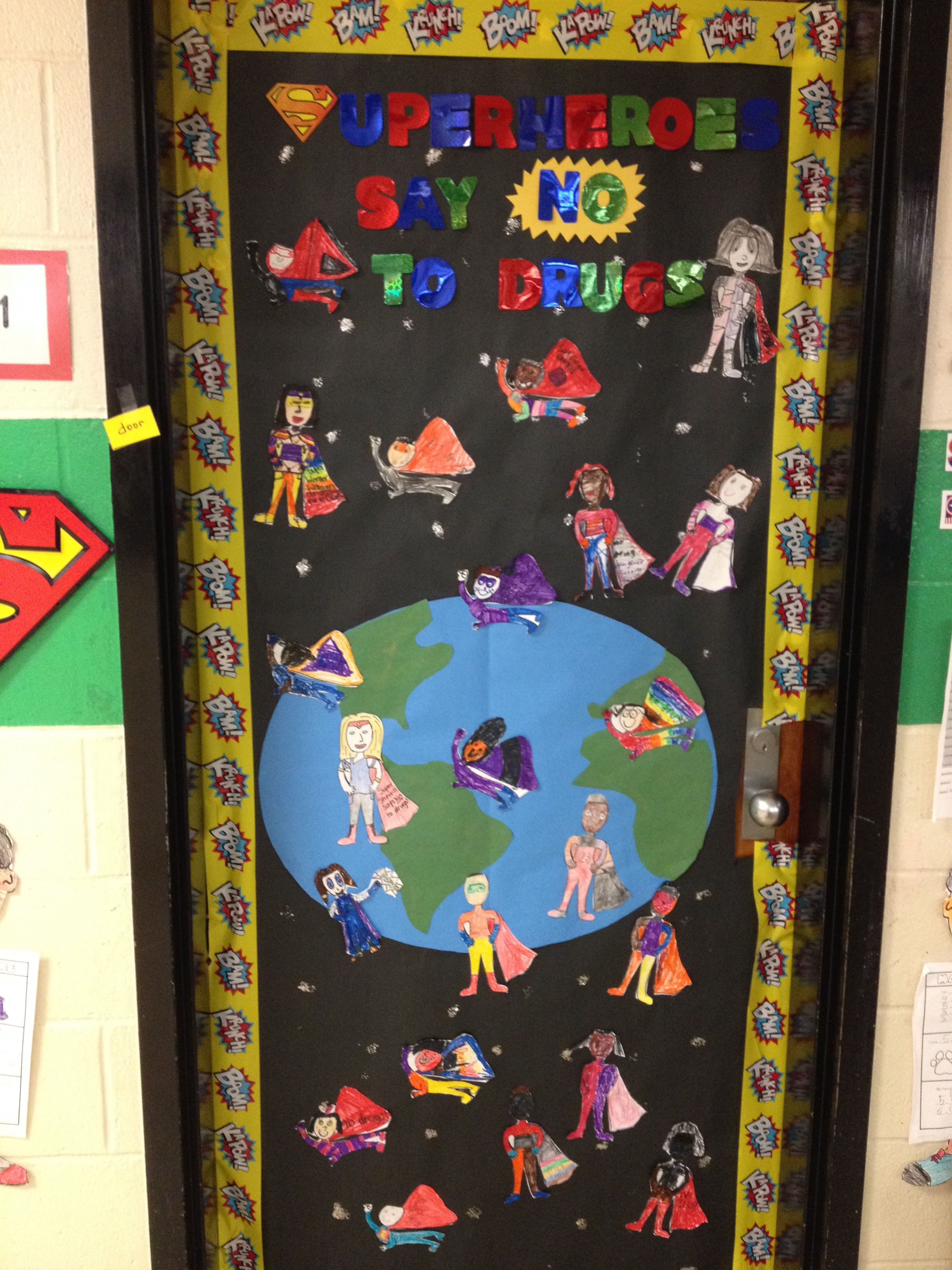 Red Ribbon Week- Superhero theme door