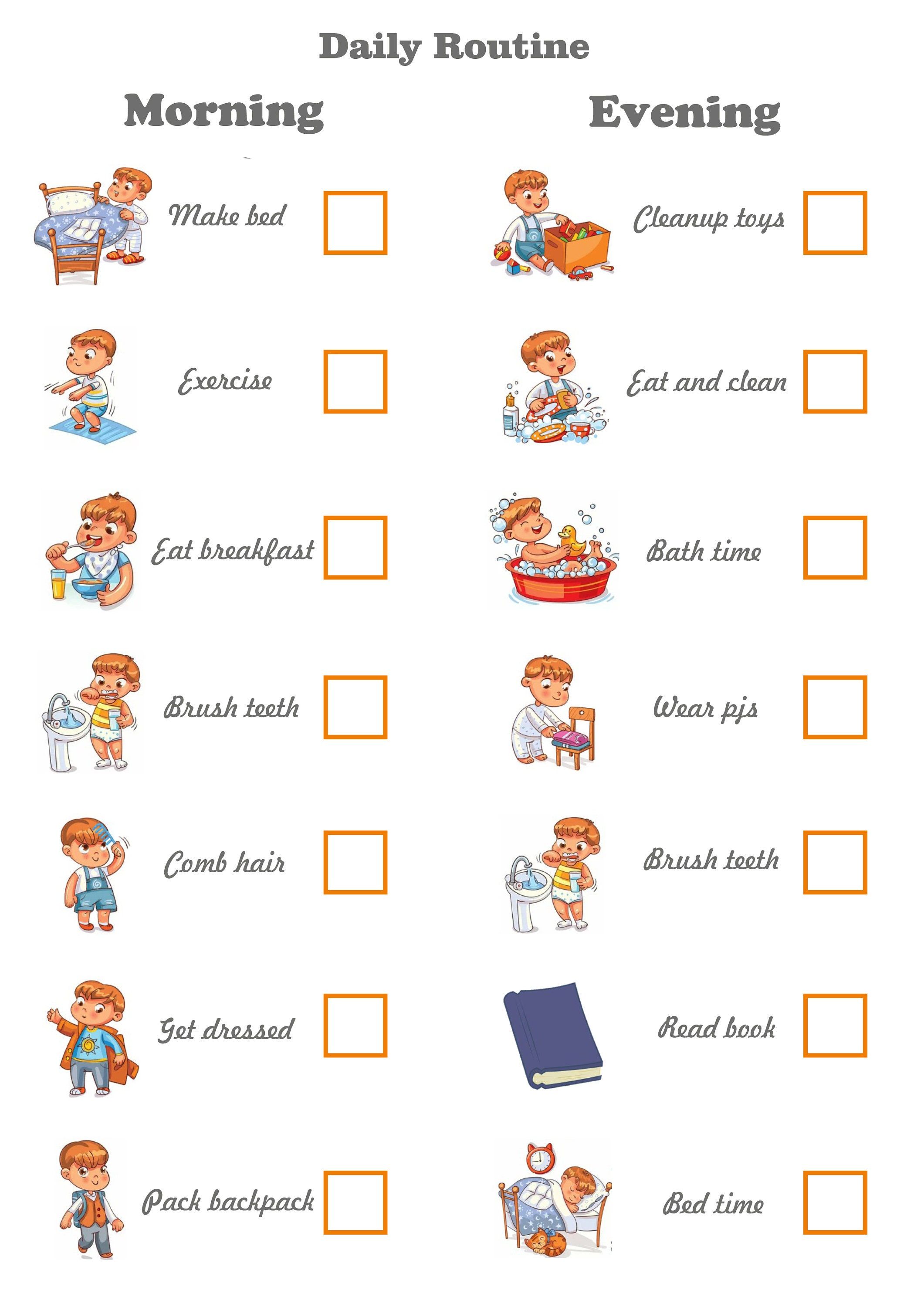 Daily Routine Tracker Chart Daily Schedule For Kids Printable