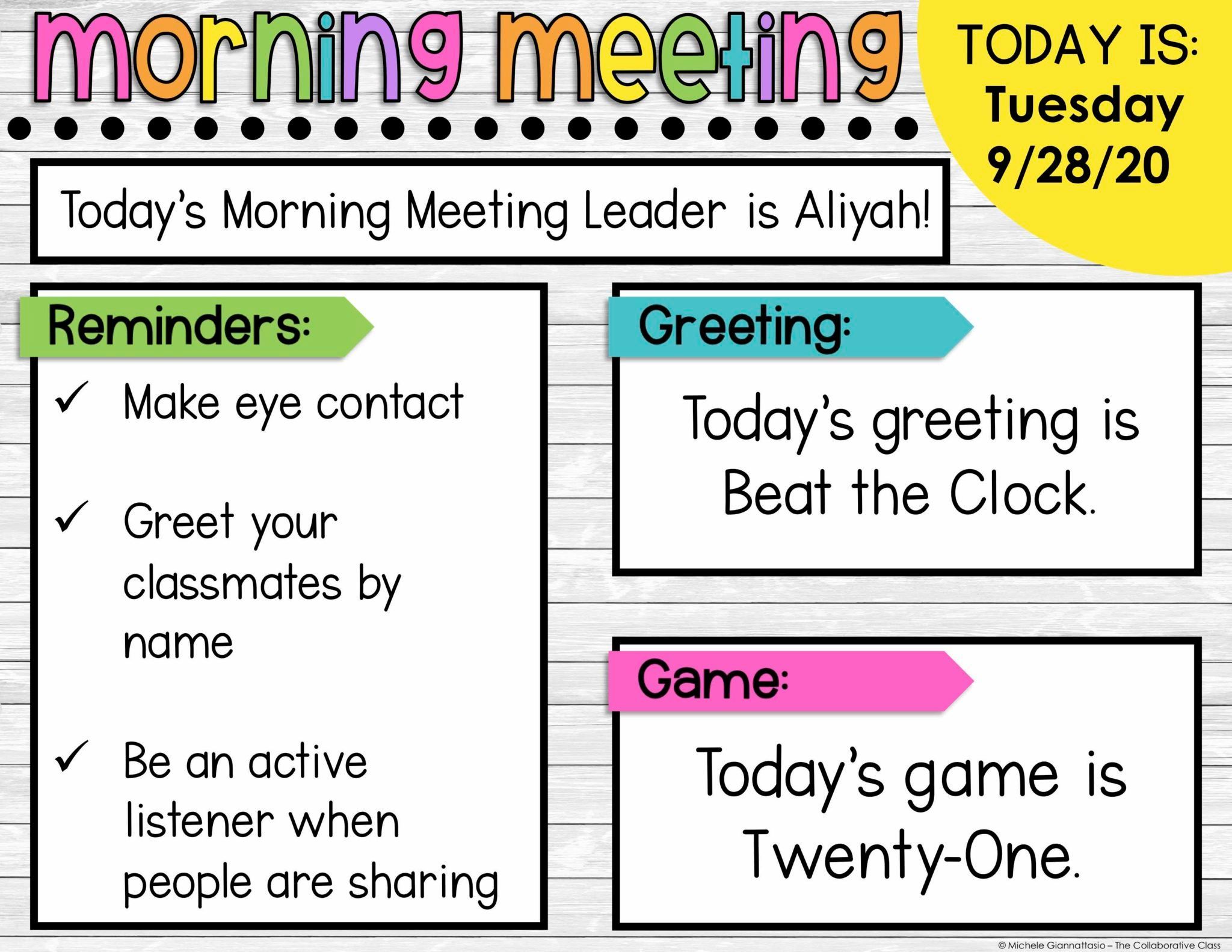 Morning Meeting Ideas Kindergarten