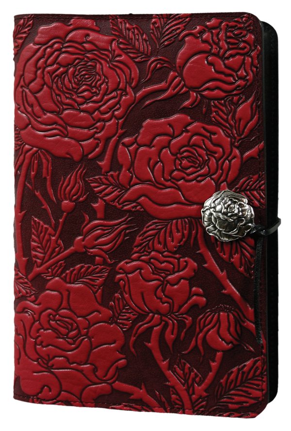 Large Leather Notebook Cover, Wild Rose, 3 Colors | Leather notebook ...