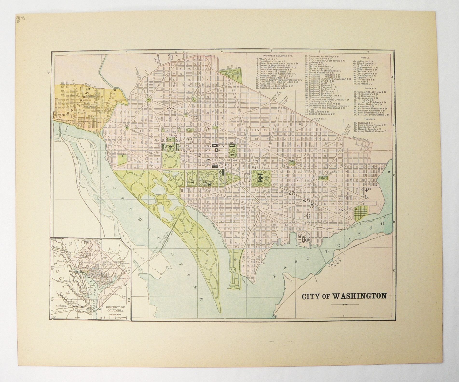 1896 Washington DC Map US Capital City Street Map Vintage | Etsy | Wall ...