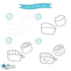 Kawaii Sushi Tutorial Cute Food Drawings, Easy Drawings For Kids, Cute ...