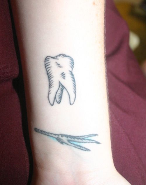 Tat Home Tattoo, Art Tattoo, Tooth Tattoo, Dentist Humor, Dental Art ...