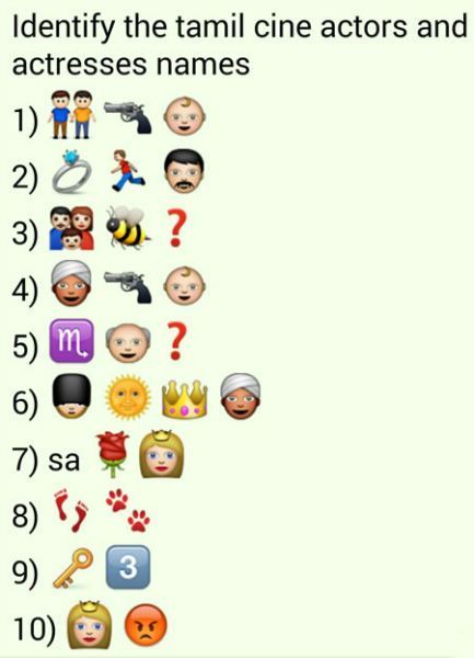 Whatsapp puzzles guess tamil movie actor and actress names from ...