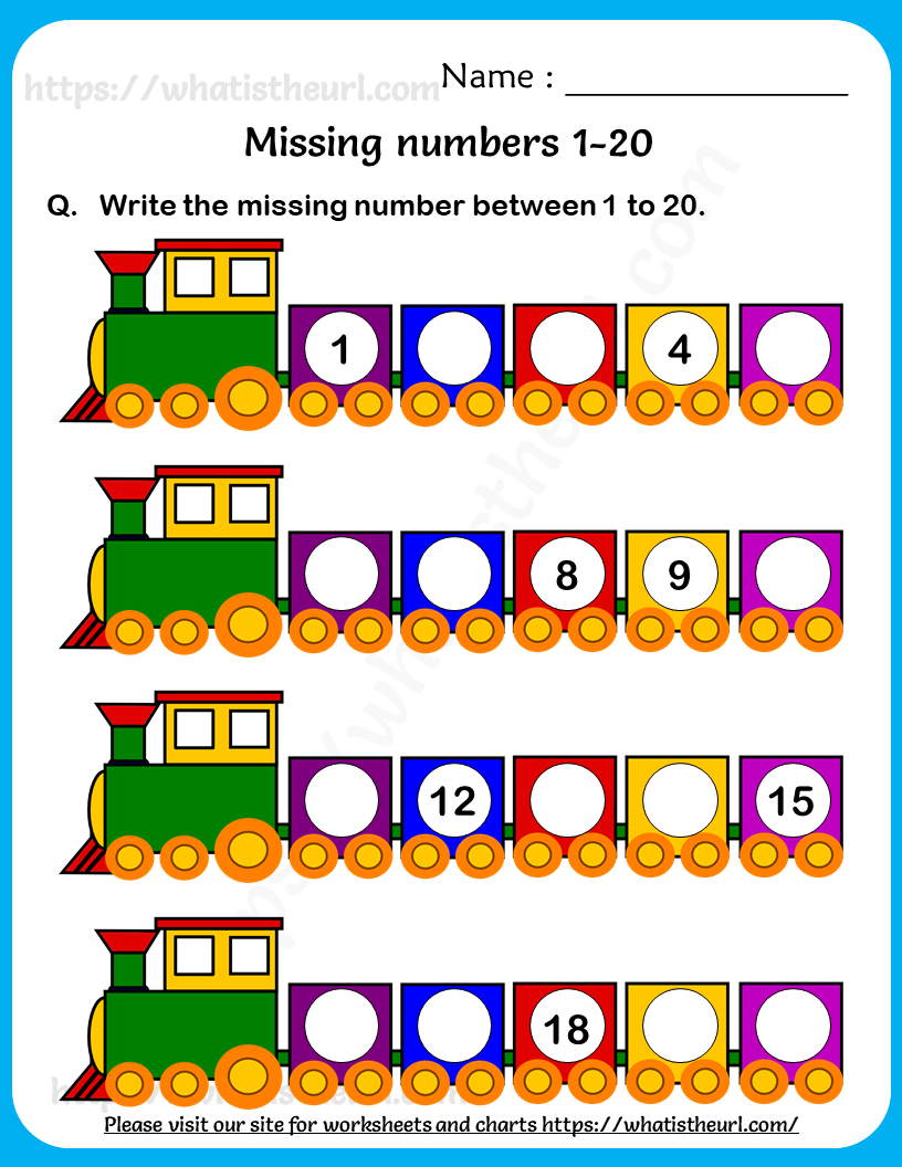 Missing Number Worksheets 1 20