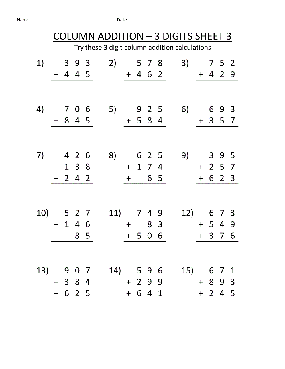 5 Grade Math Worksheets