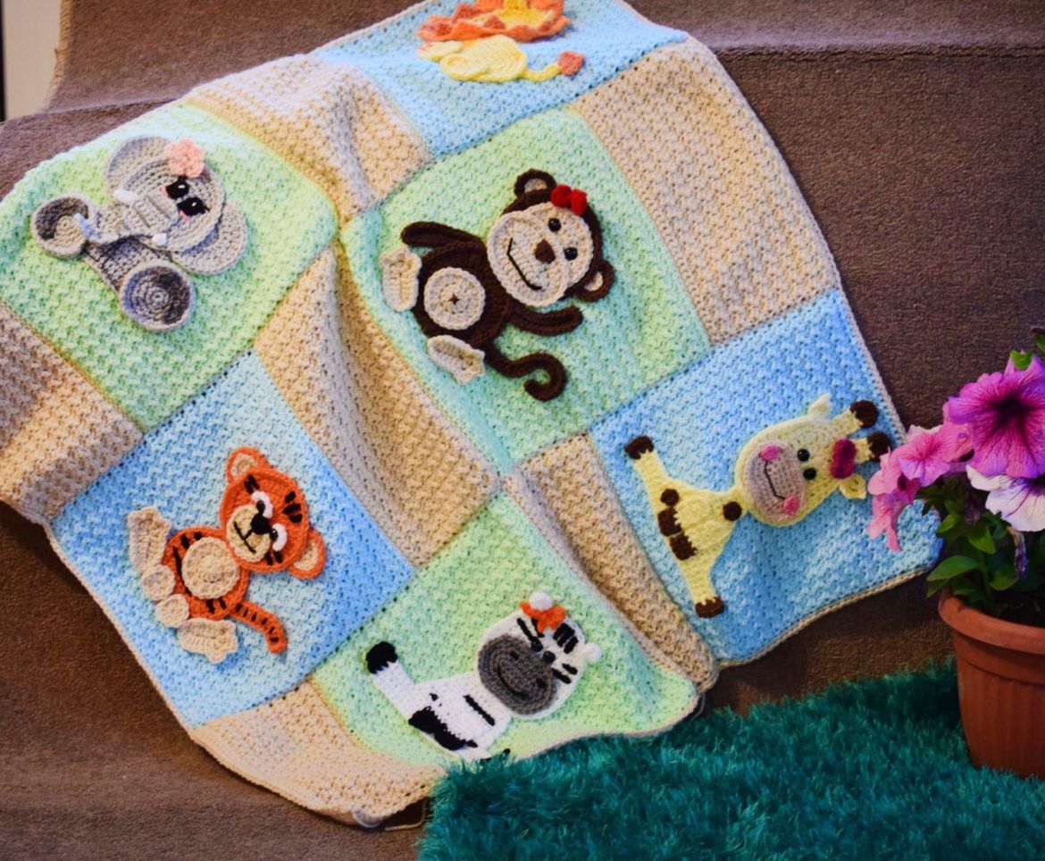 Appliques Jungle friends set baby blanket ⋆ Passionatecrafter Baby