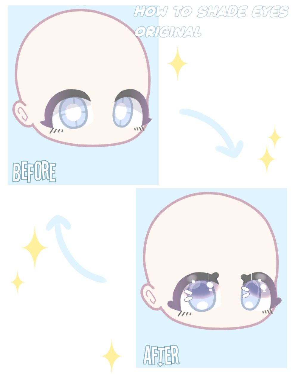 : ﾐ☁ How to shade eyes, original ꒱｡ ﾟ୭ | Cute doodles drawings, Cute ...