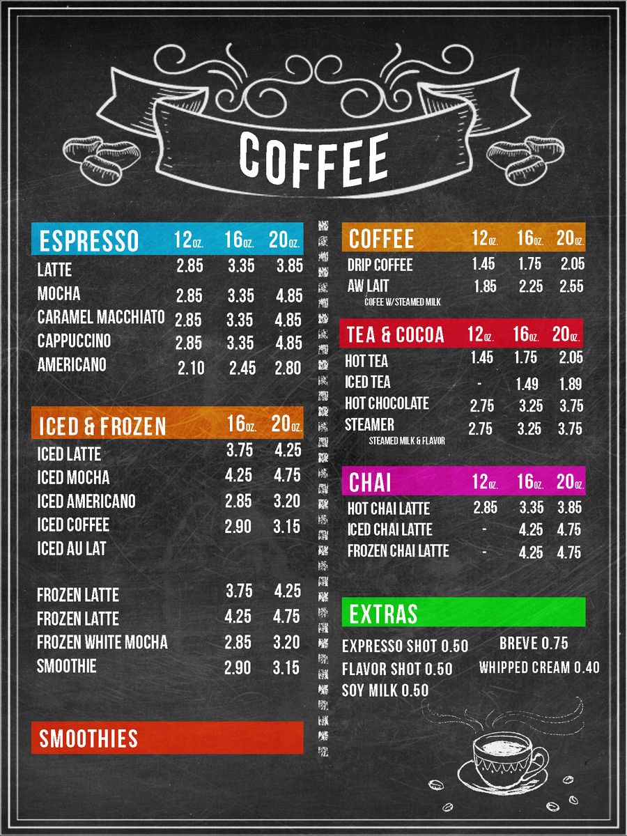 Coffee Shop Menu Board Template