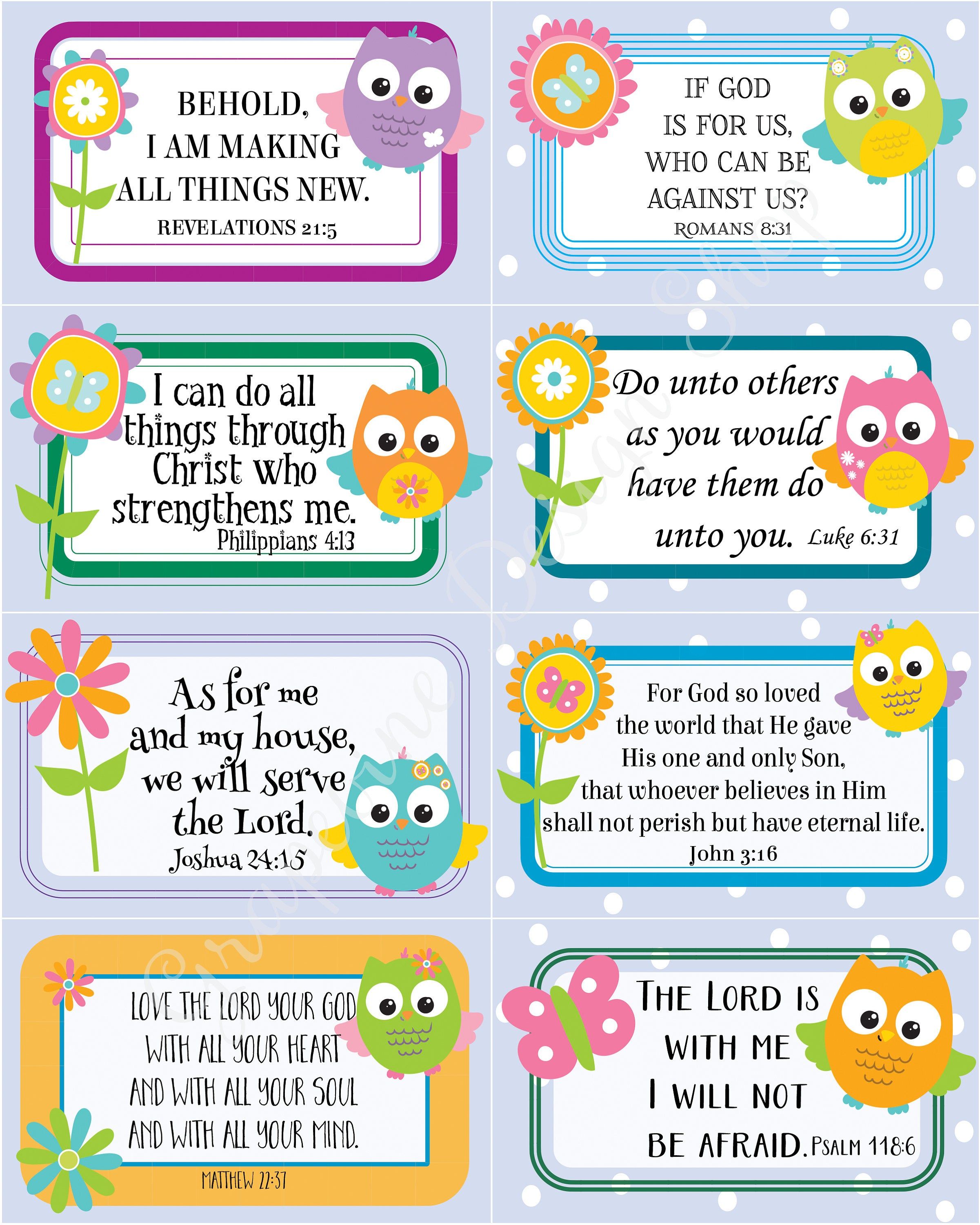 Scripture Memory Cards for Kids. 24 Bible Verse Cards for Children ...