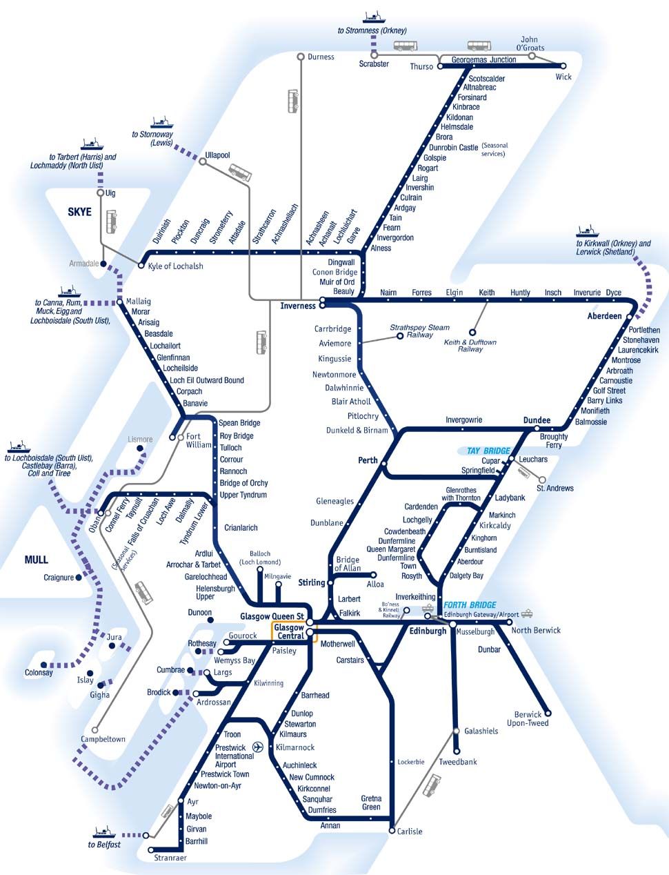 Spirit of Scotland Travelpass route map | Scotland map, Scotland ...